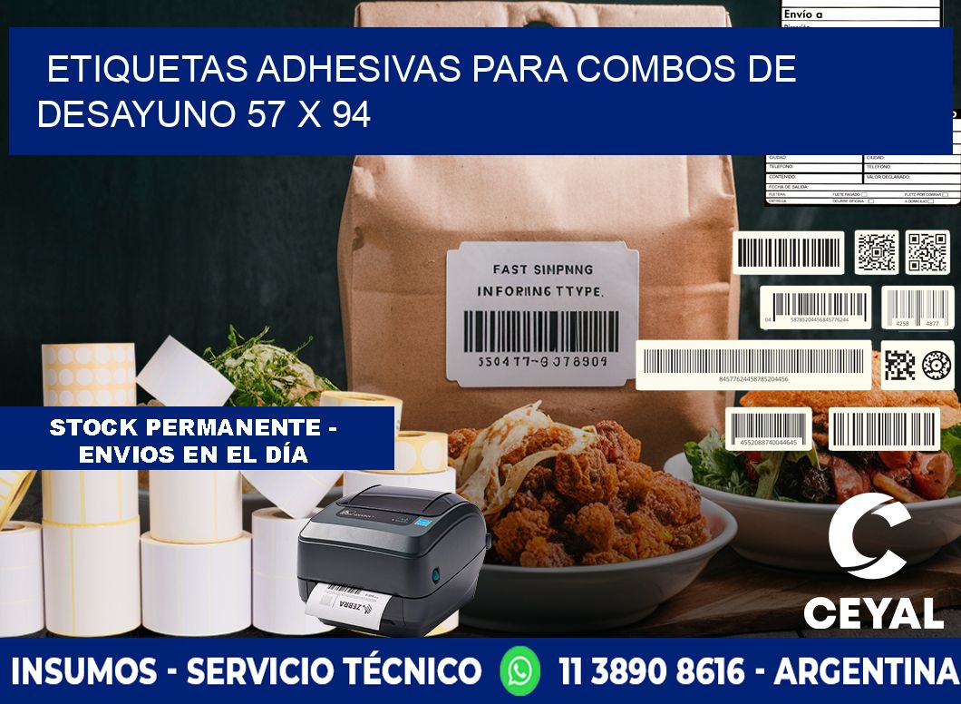 Etiquetas adhesivas para combos de desayuno 57 x 94