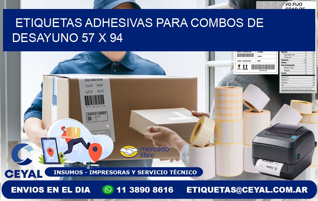Etiquetas adhesivas para combos de desayuno 57 x 94