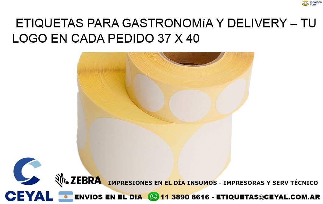 Etiquetas para Gastronomía y Delivery – Tu Logo en Cada Pedido 37 x 40