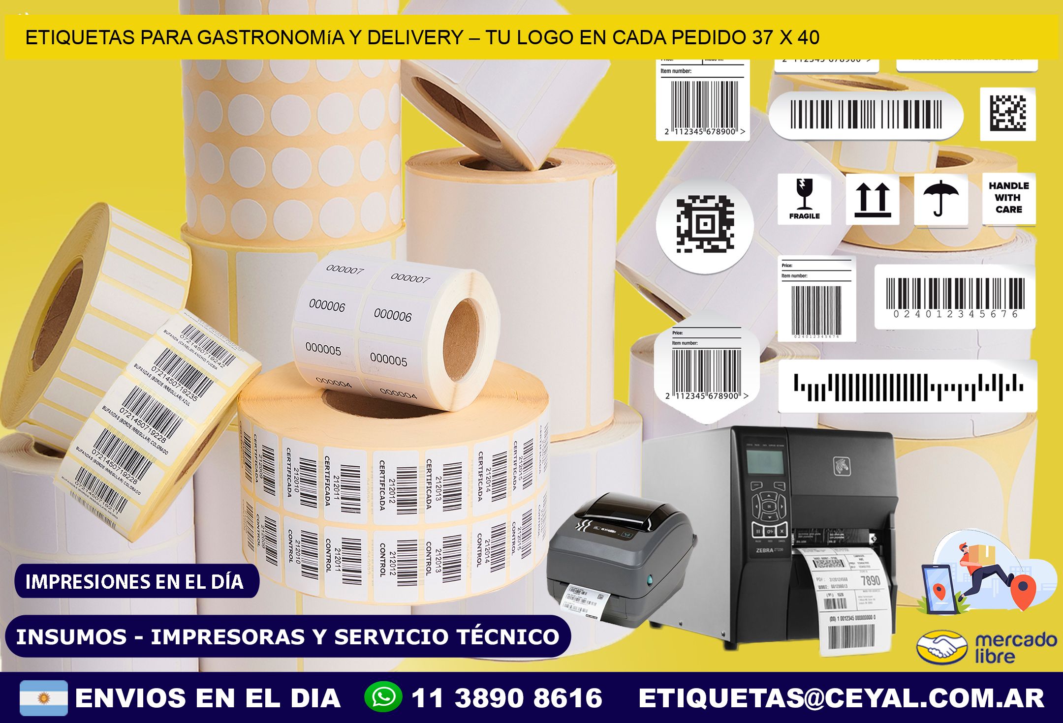 Etiquetas para Gastronomía y Delivery – Tu Logo en Cada Pedido 37 x 40