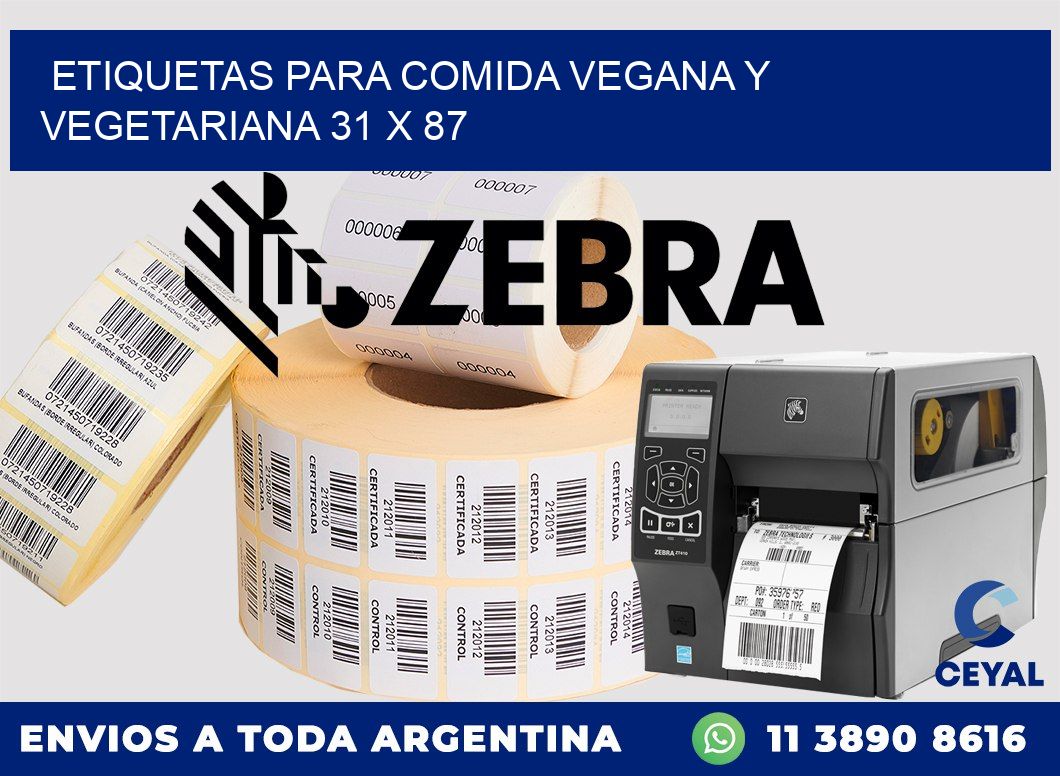 Etiquetas para comida vegana y vegetariana 31 x 87