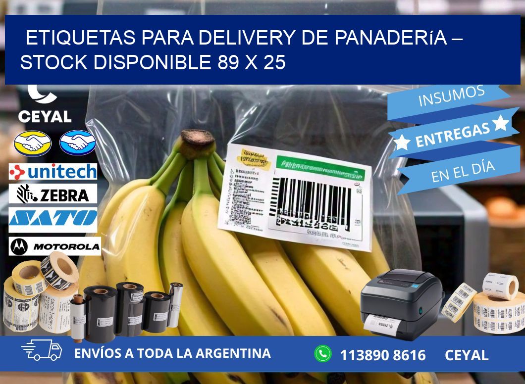 Etiquetas para delivery de panadería – Stock disponible 89 x 25