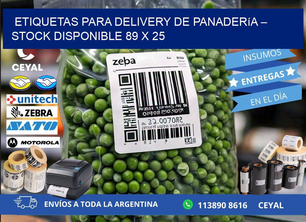 Etiquetas para delivery de panadería – Stock disponible 89 x 25