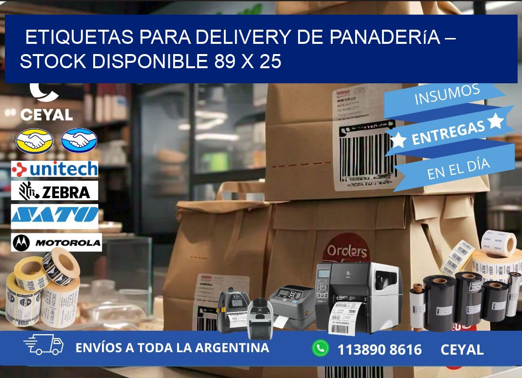Etiquetas para delivery de panadería – Stock disponible 89 x 25