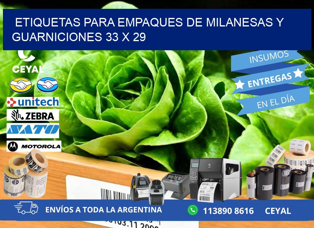 Etiquetas para empaques de milanesas y guarniciones 33 x 29