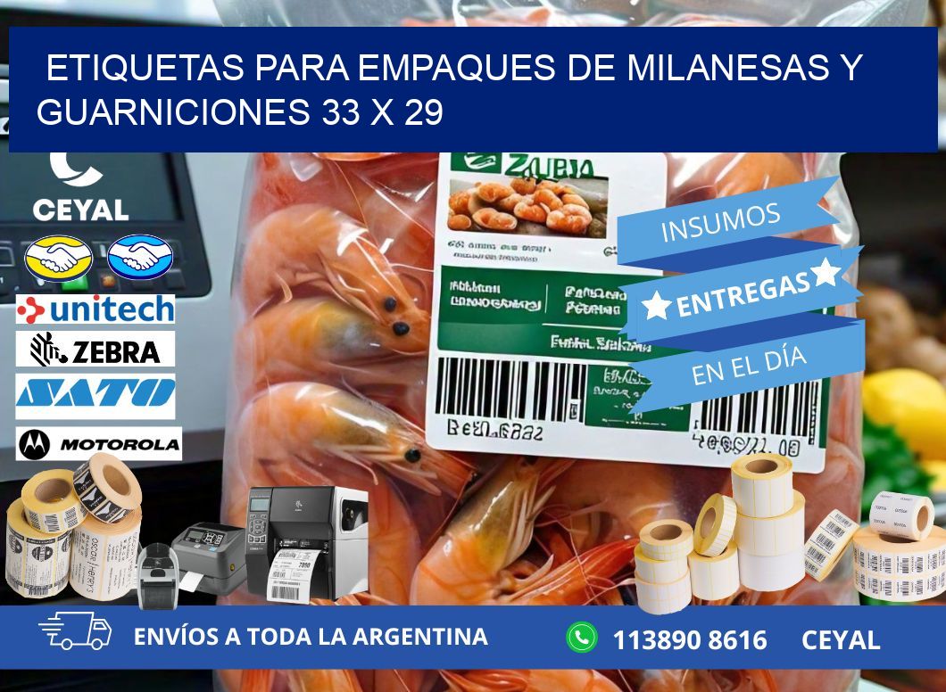 Etiquetas para empaques de milanesas y guarniciones 33 x 29