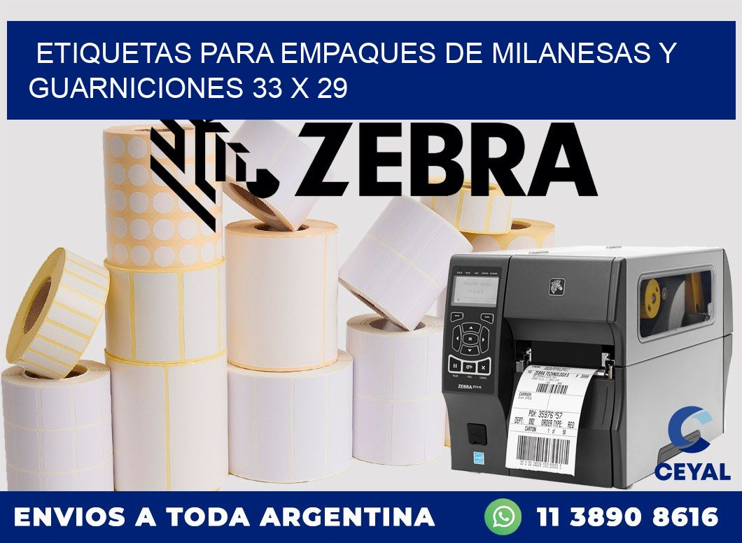 Etiquetas para empaques de milanesas y guarniciones 33 x 29