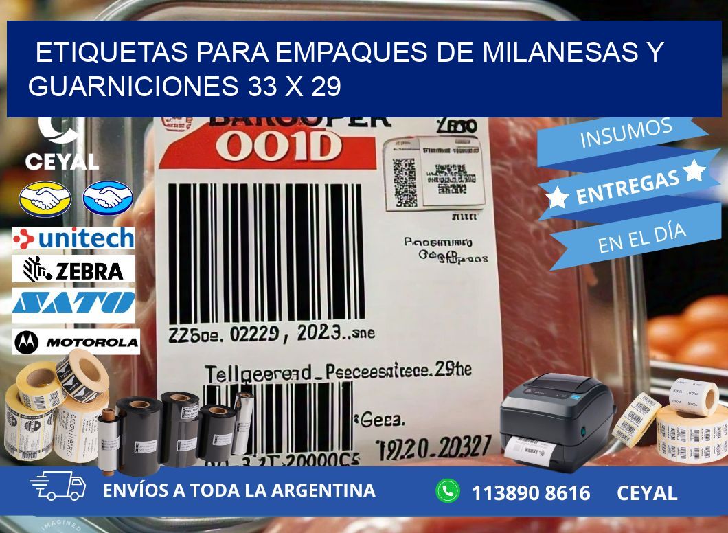 Etiquetas para empaques de milanesas y guarniciones 33 x 29