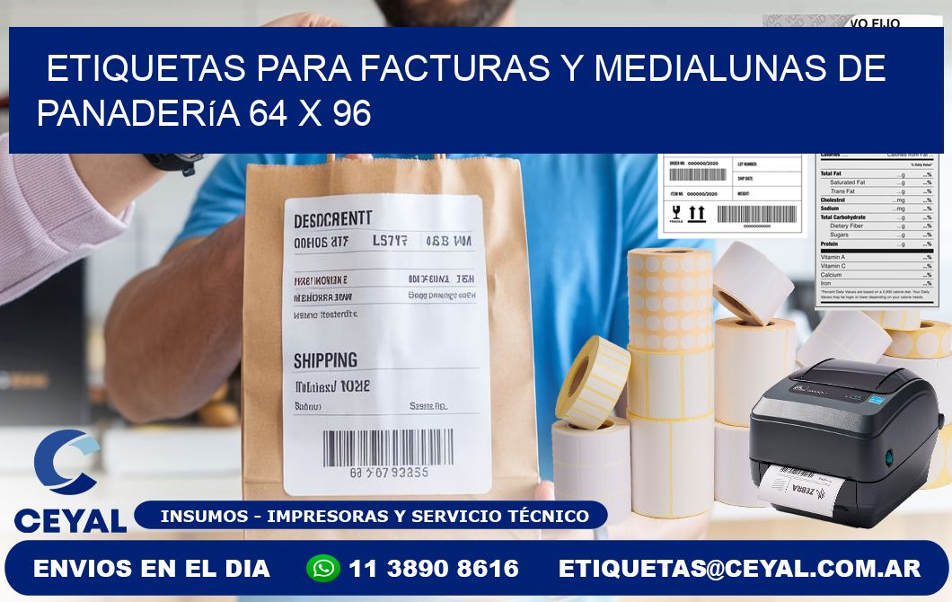 Etiquetas para facturas y medialunas de panadería 64 x 96