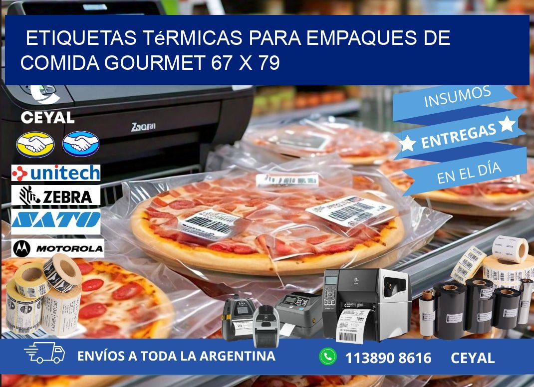 Etiquetas térmicas para empaques de comida gourmet 67 x 79