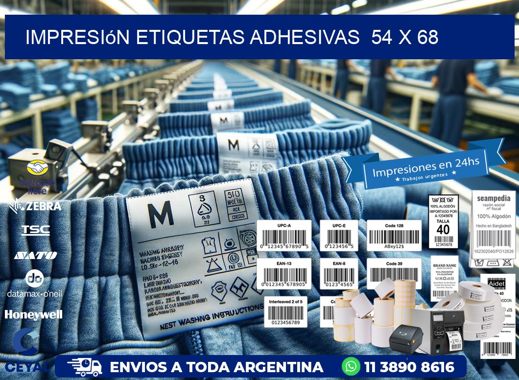 Impresión Etiquetas adhesivas 54 x 68