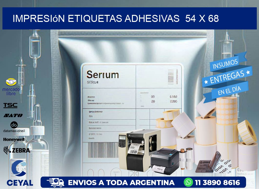 Impresión Etiquetas adhesivas  54 x 68