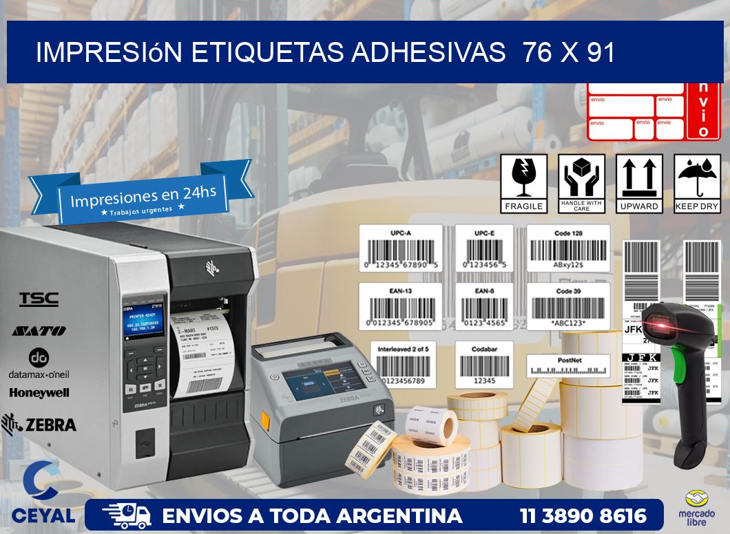 Impresión Etiquetas adhesivas  76 x 91