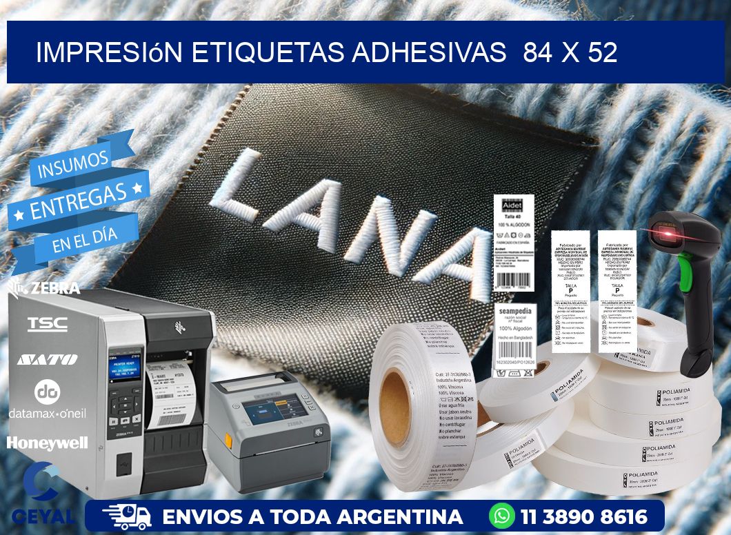 Impresión Etiquetas adhesivas 84 x 52