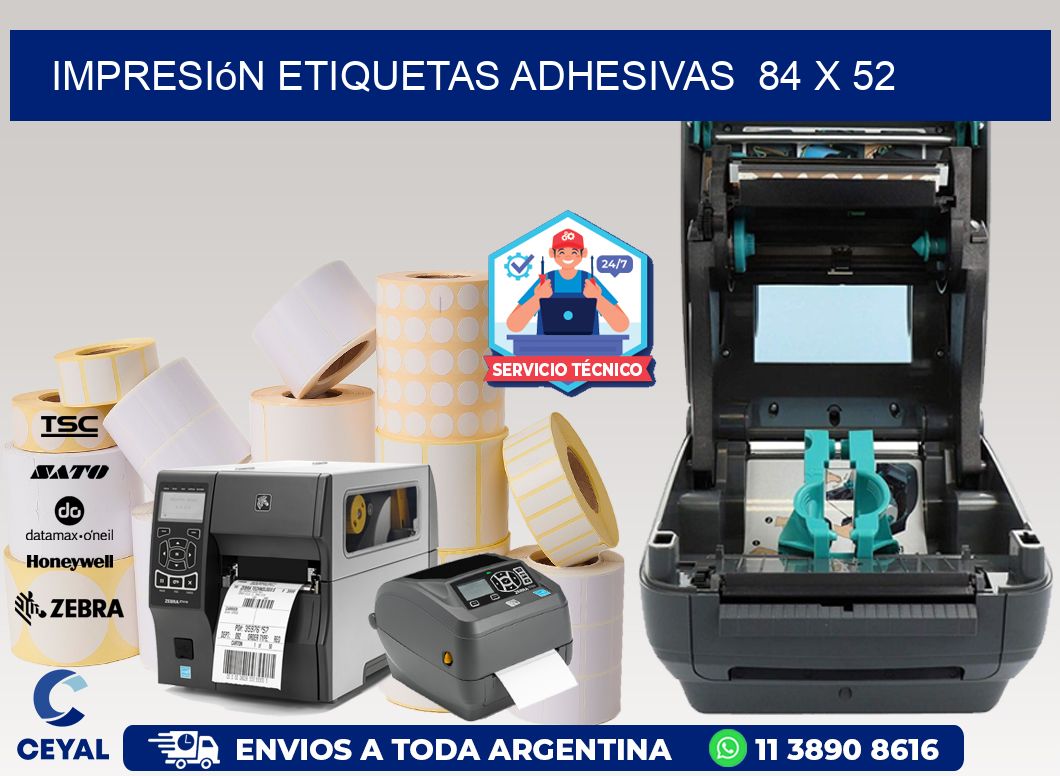 Impresión Etiquetas adhesivas 84 x 52