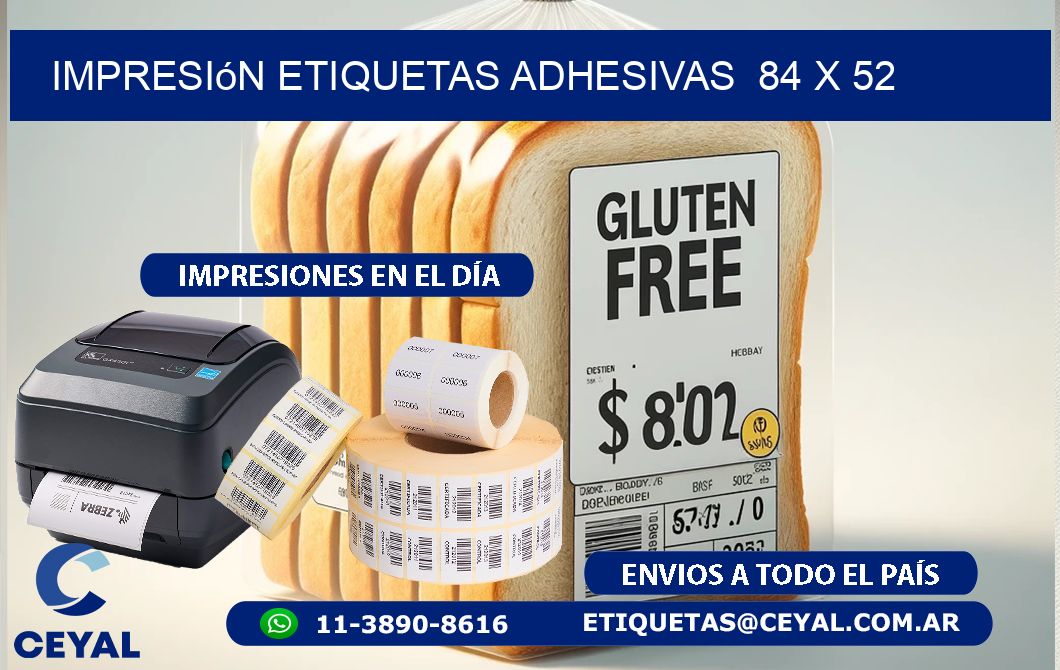 Impresión Etiquetas adhesivas 84 x 52