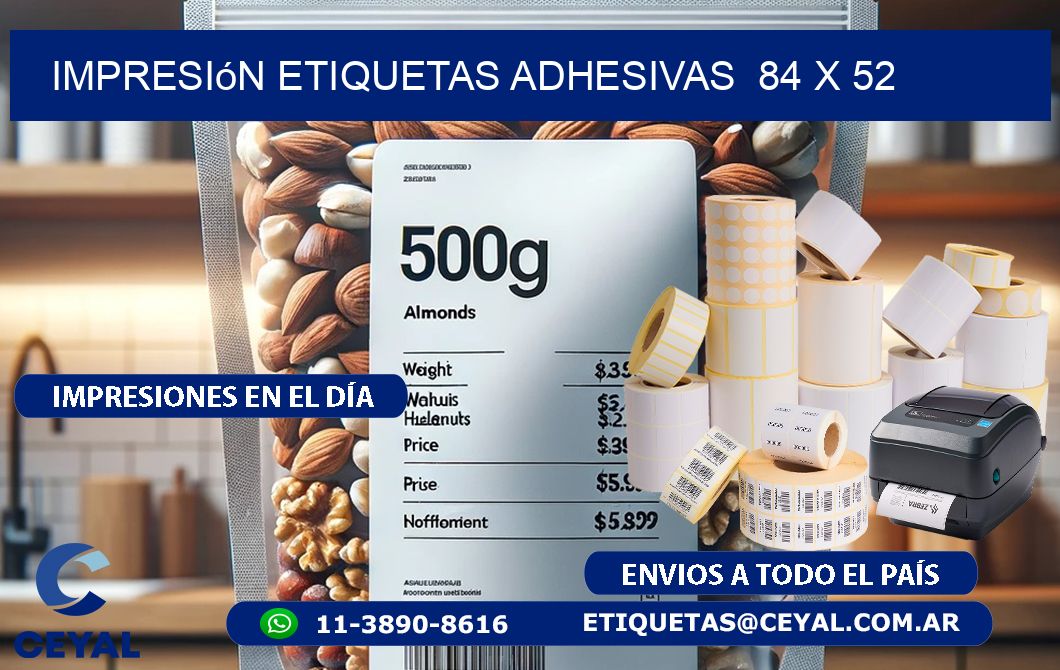 Impresión Etiquetas adhesivas 84 x 52