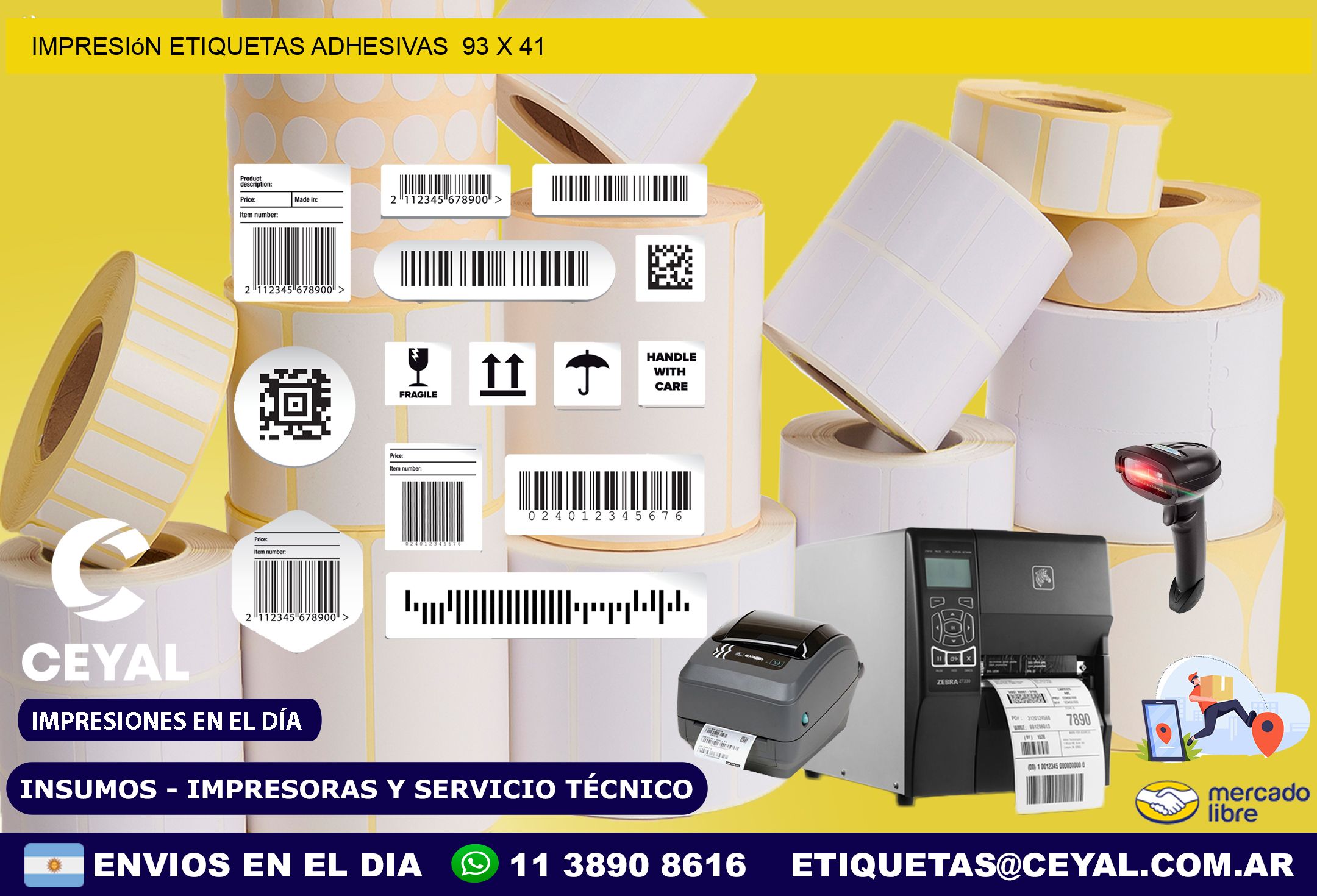 Impresión Etiquetas adhesivas  93 x 41