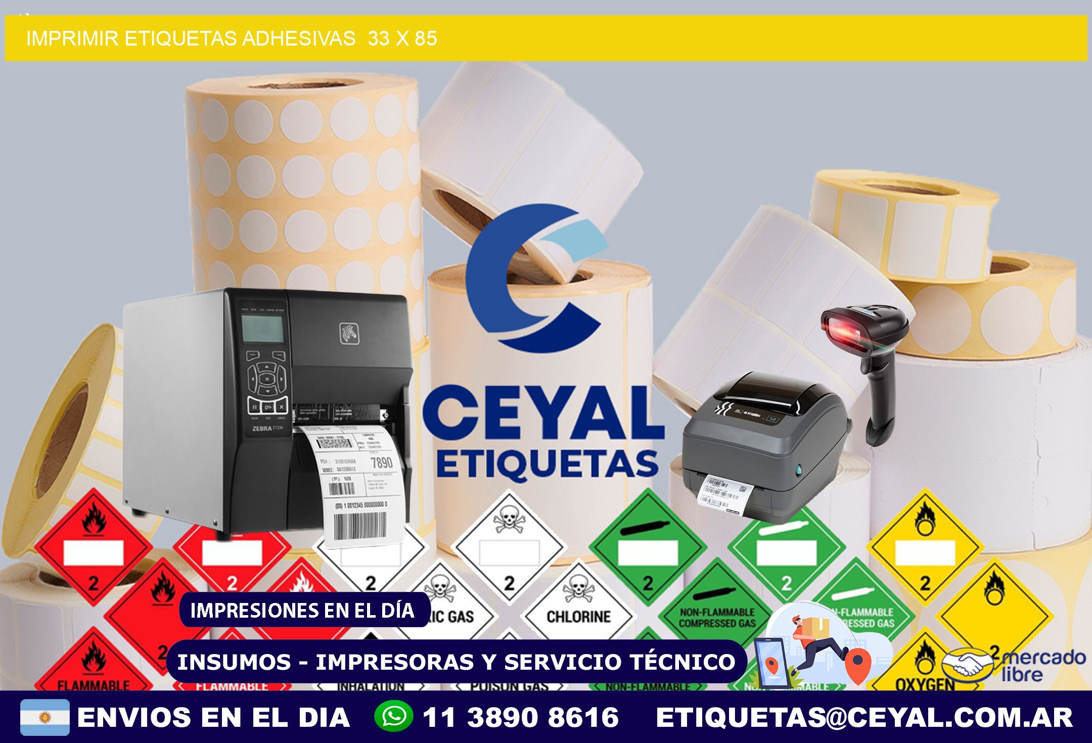 Imprimir Etiquetas adhesivas  33 x 85