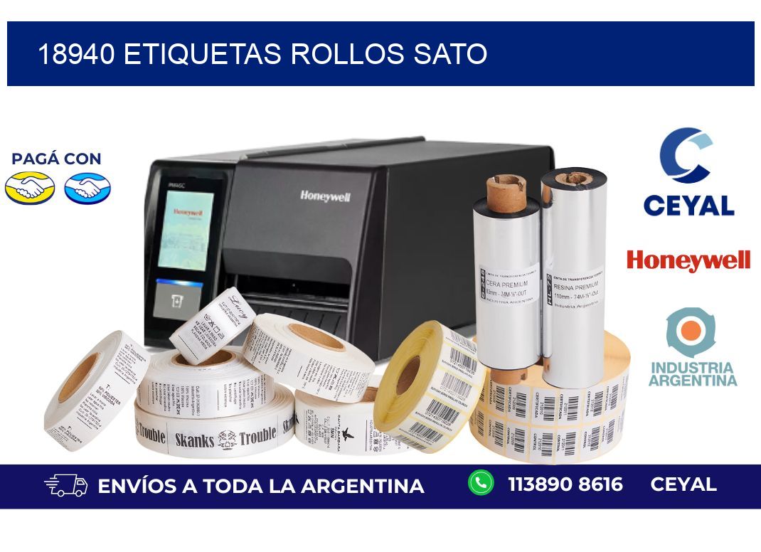 18940 ETIQUETAS ROLLOS SATO