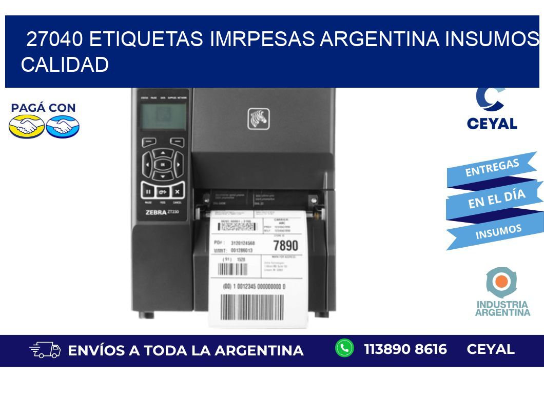 27040 etiquetas imrpesas argentina INSUMOS CALIDAD
