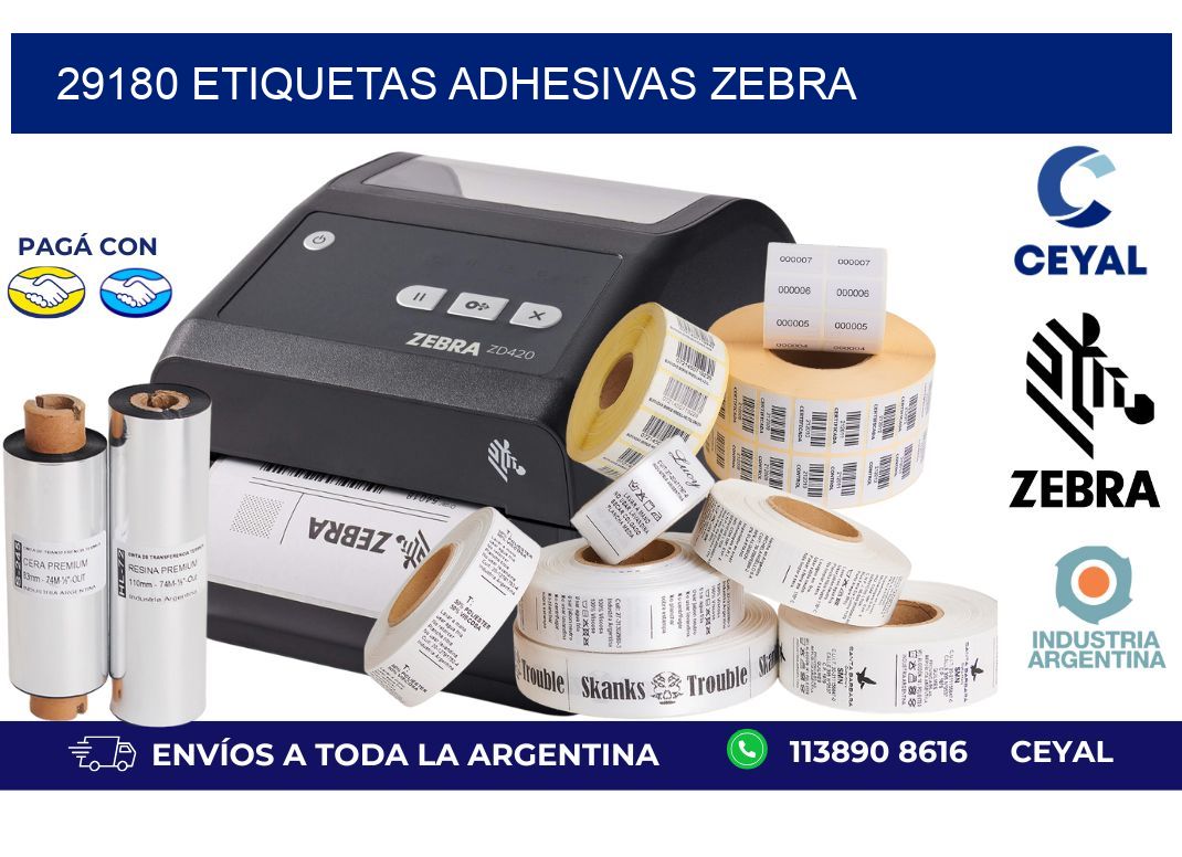 29180 ETIQUETAS ADHESIVAS ZEBRA