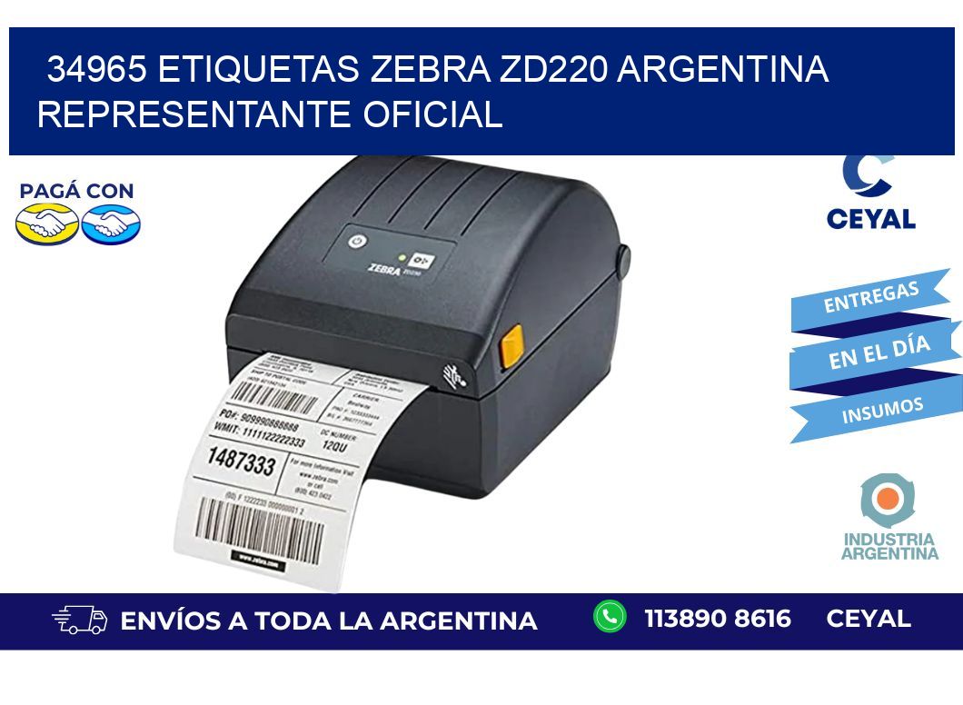 34965 etiquetas zebra zd220 argentina REPRESENTANTE OFICIAL
