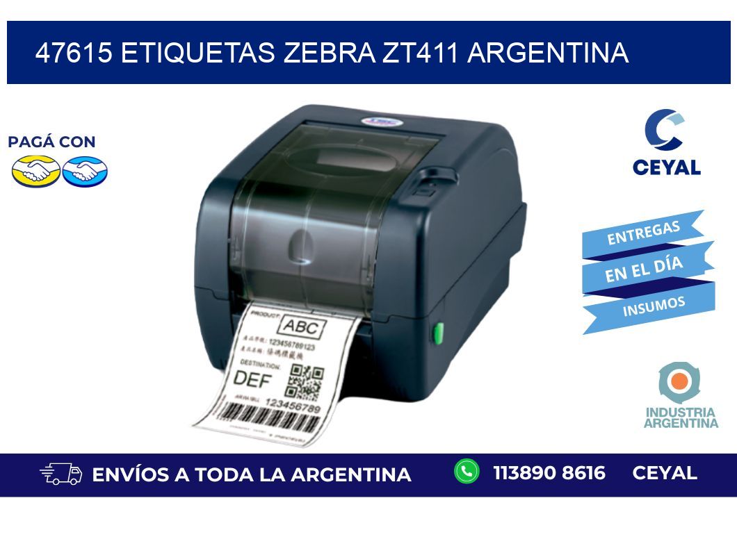 47615 etiquetas zebra zt411 argentina