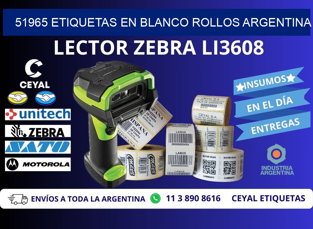 51965 ETIQUETAS EN BLANCO ROLLOS ARGENTINA