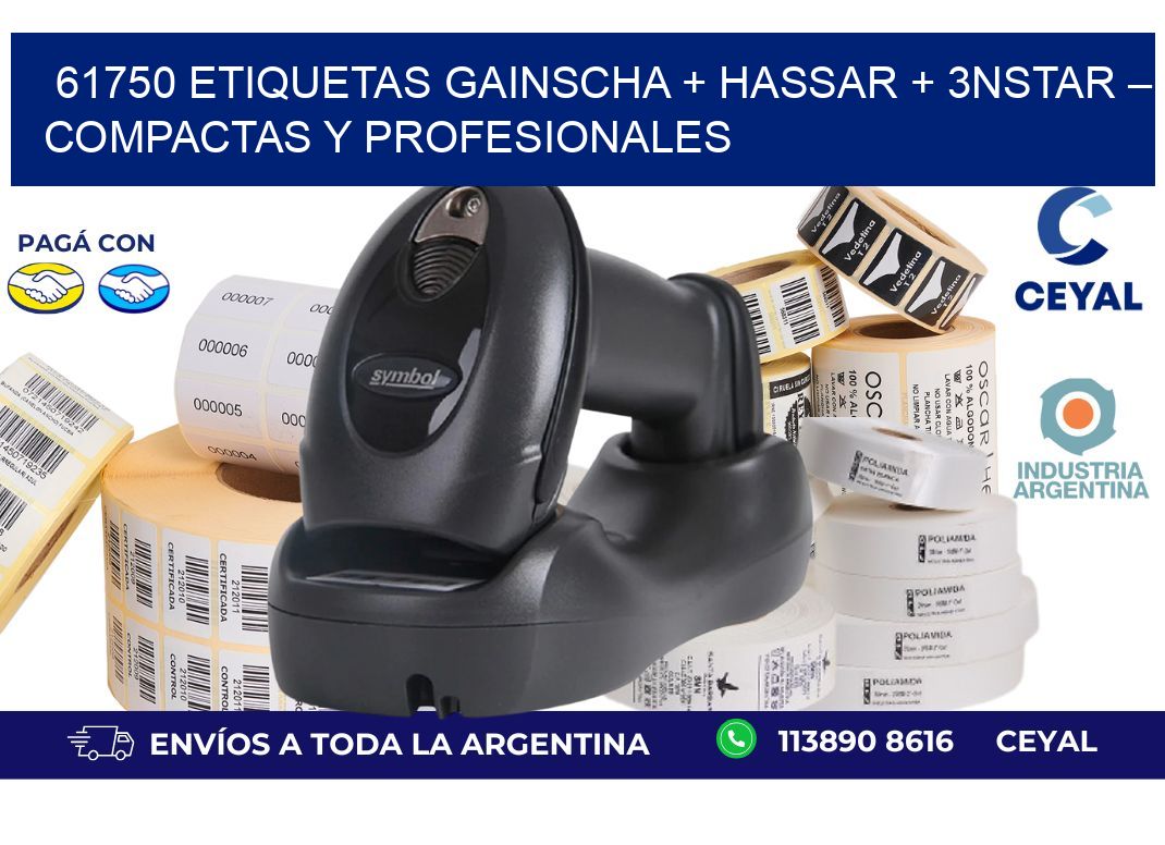 61750 etiquetas Gainscha + Hassar + 3nStar – Compactas y Profesionales