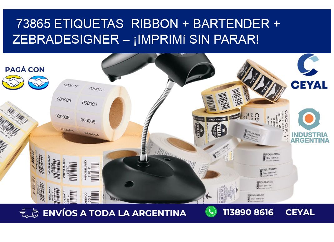73865 etiquetas  Ribbon + BarTender + ZebraDesigner – ¡Imprimí sin parar!