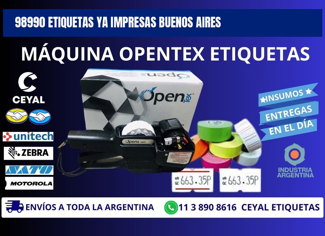 98990 ETIQUETAS YA IMPRESAS BUENOS AIRES