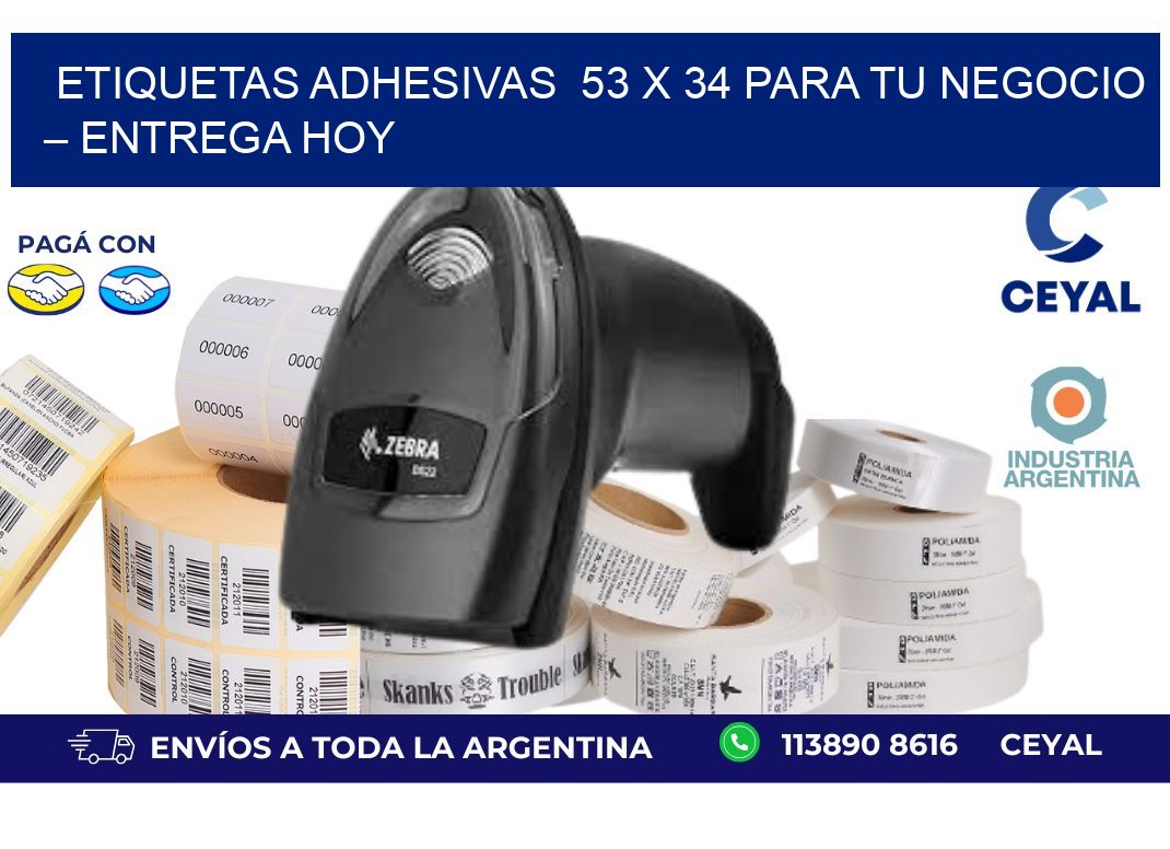 Etiquetas Adhesivas  53 x 34 para Tu Negocio – Entrega Hoy