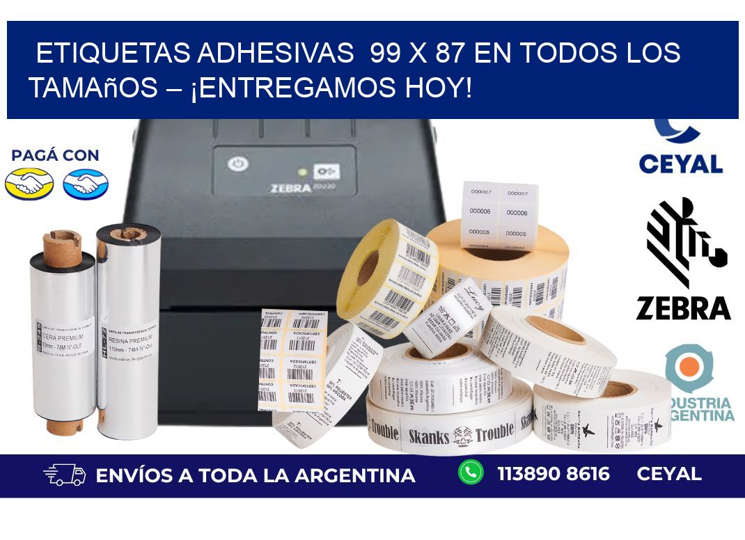 Etiquetas Adhesivas  99 x 87 en Todos los Tamaños – ¡Entregamos Hoy!