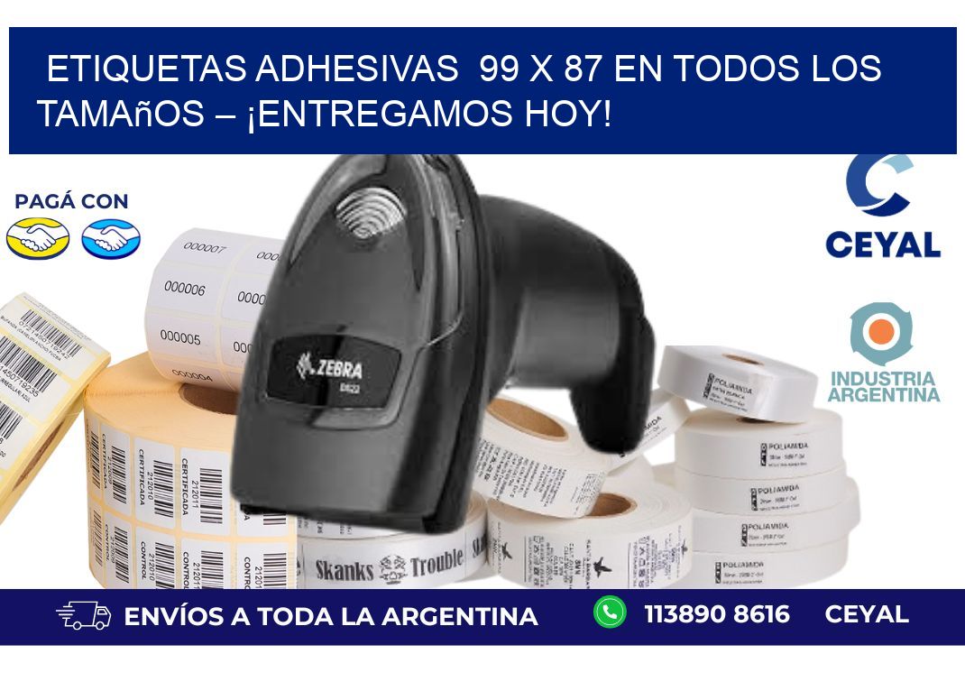 Etiquetas Adhesivas  99 x 87 en Todos los Tamaños – ¡Entregamos Hoy!
