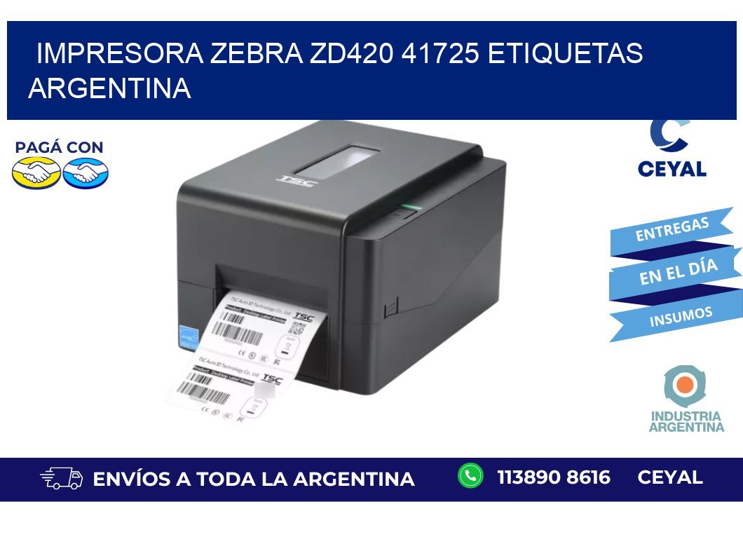 Impresora zebra zd420 41725 etiquetas argentina