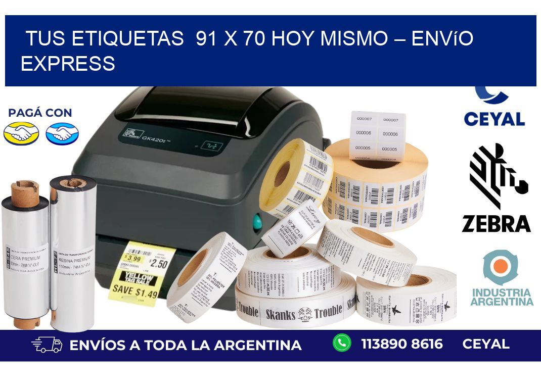 Tus Etiquetas  91 x 70 Hoy Mismo – Envío Express
