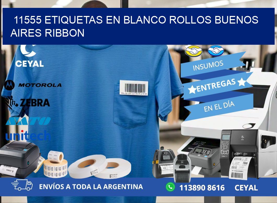 11555 ETIQUETAS EN BLANCO ROLLOS BUENOS AIRES RIBBON