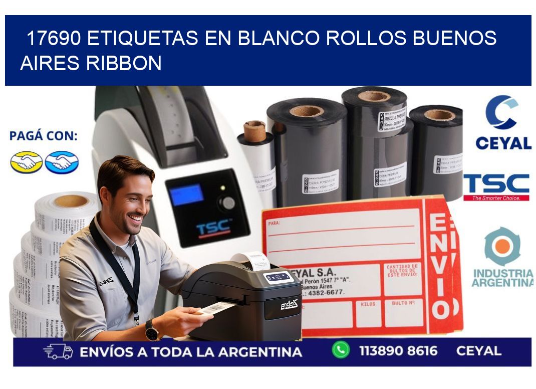 17690 ETIQUETAS EN BLANCO ROLLOS BUENOS AIRES RIBBON