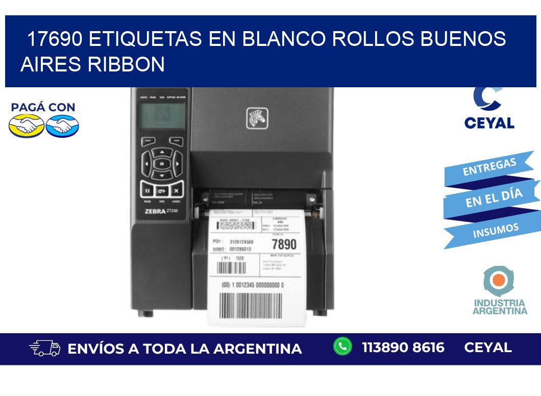 17690 ETIQUETAS EN BLANCO ROLLOS BUENOS AIRES RIBBON