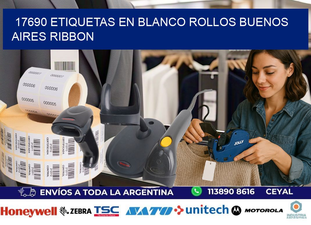 17690 ETIQUETAS EN BLANCO ROLLOS BUENOS AIRES RIBBON