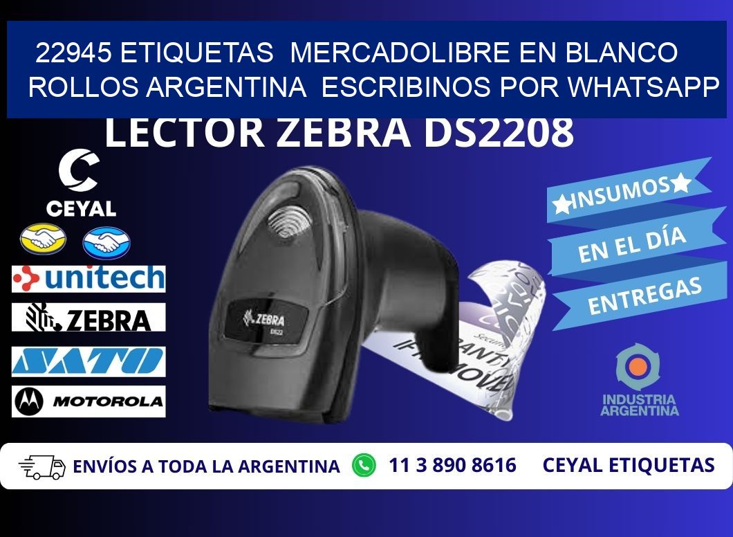 22945 ETIQUETAS  MERCADOLIBRE EN BLANCO ROLLOS ARGENTINA  ESCRIBINOS POR WHATSAPP