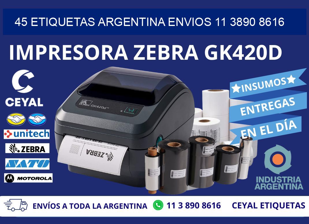 45 ETIQUETAS ARGENTINA ENVIOS 11 3890 8616