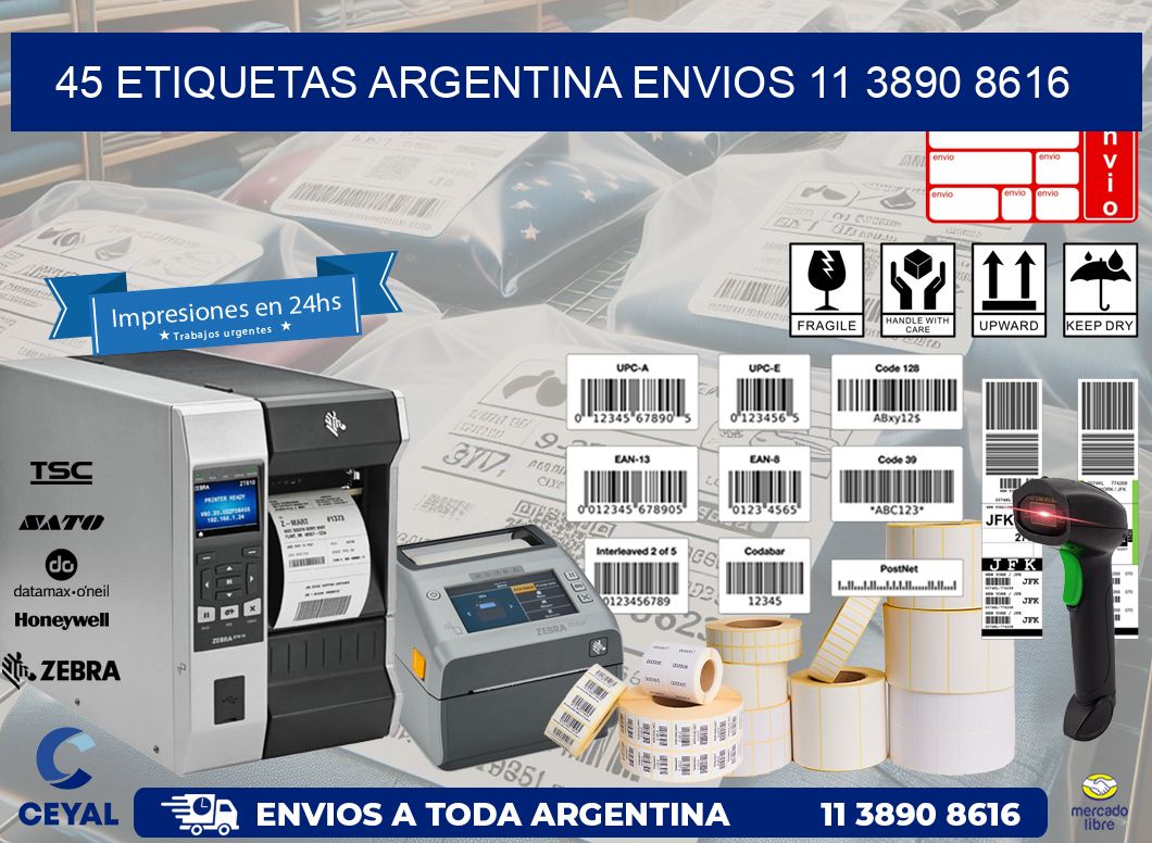 45 ETIQUETAS ARGENTINA ENVIOS 11 3890 8616