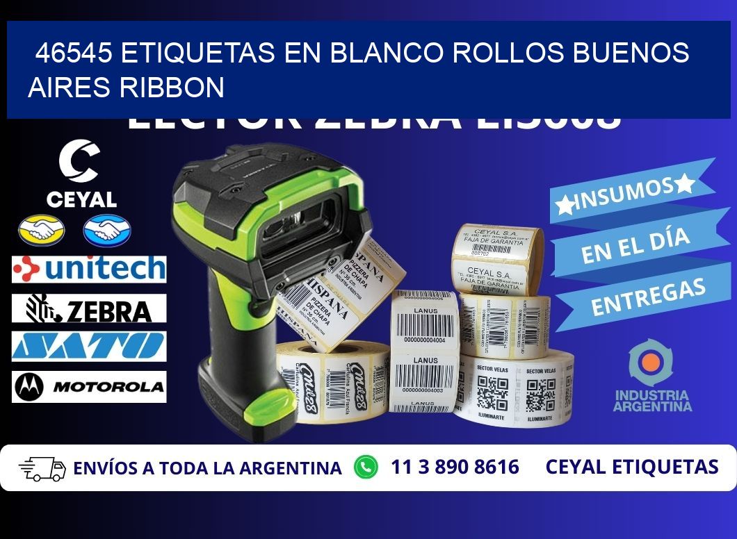 46545 ETIQUETAS EN BLANCO ROLLOS BUENOS AIRES RIBBON