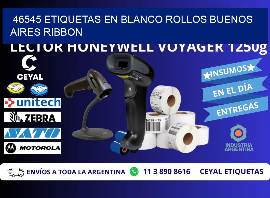 46545 ETIQUETAS EN BLANCO ROLLOS BUENOS AIRES RIBBON