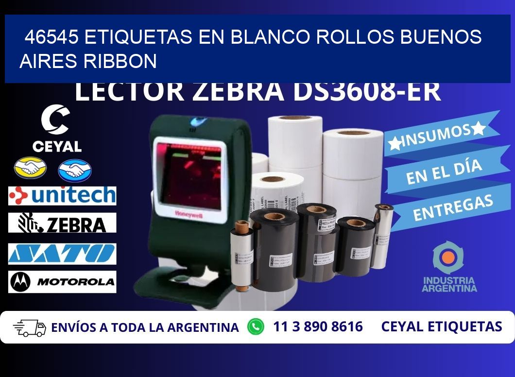46545 ETIQUETAS EN BLANCO ROLLOS BUENOS AIRES RIBBON