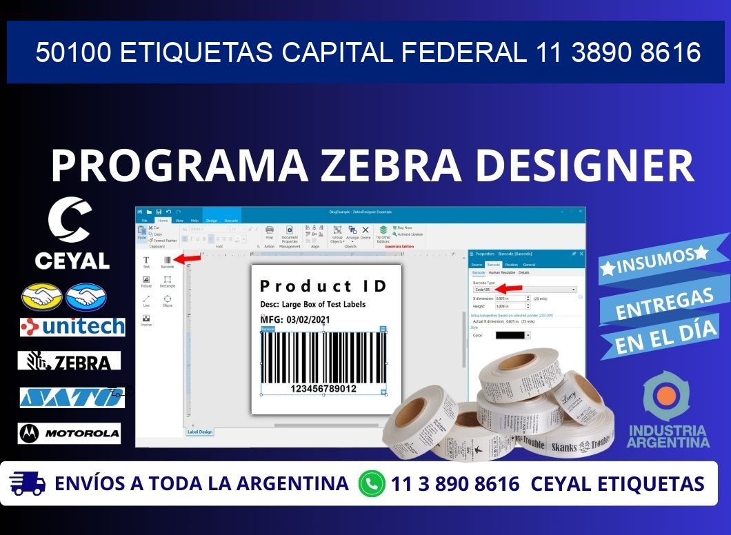 50100 ETIQUETAS CAPITAL FEDERAL 11 3890 8616