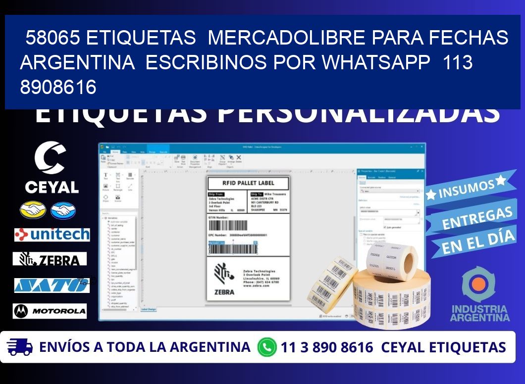 58065 ETIQUETAS  MERCADOLIBRE PARA FECHAS ARGENTINA  ESCRIBINOS POR WHATSAPP  113 8908616