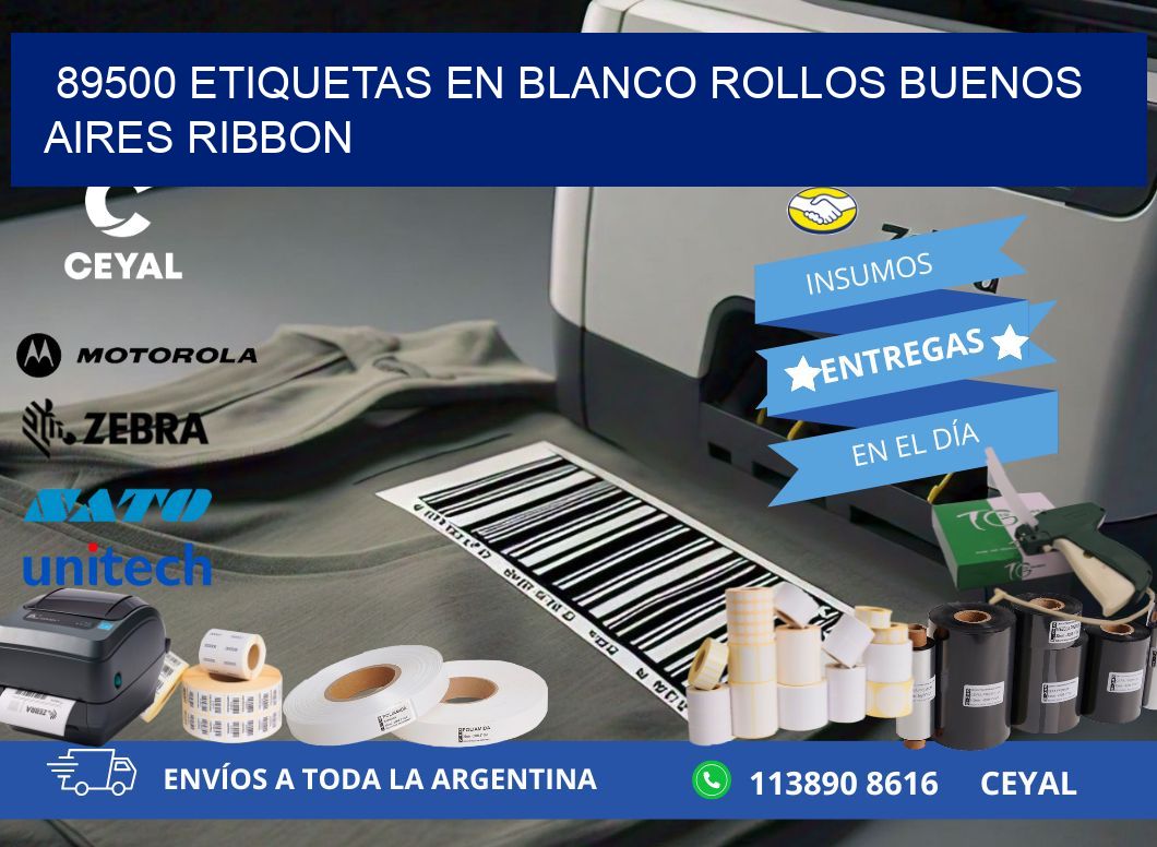 89500 ETIQUETAS EN BLANCO ROLLOS BUENOS AIRES RIBBON